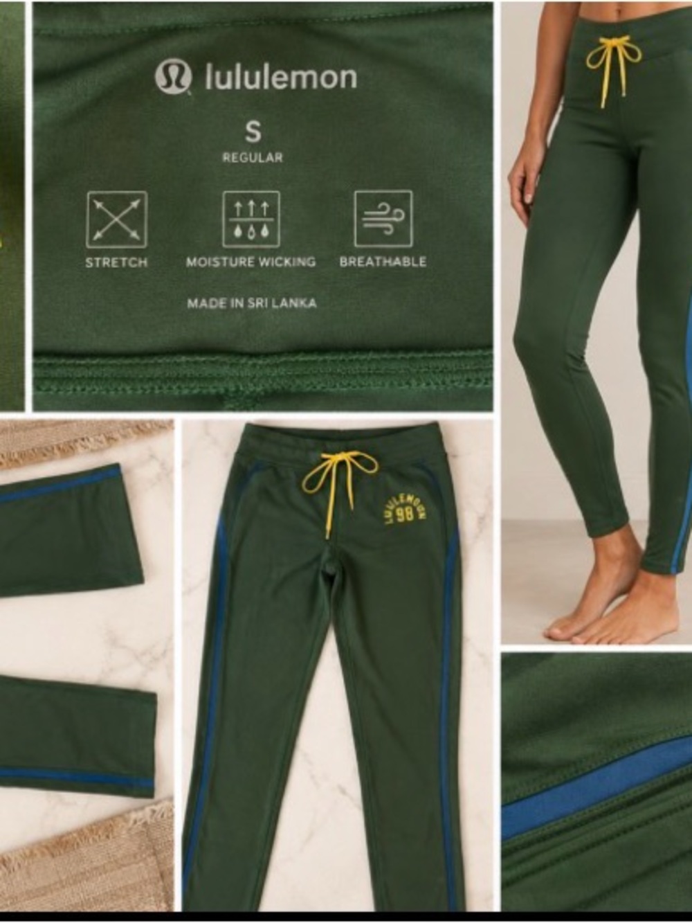 lululemon athletica Men's Olive Green Shorts with Yellow '98' Graphic